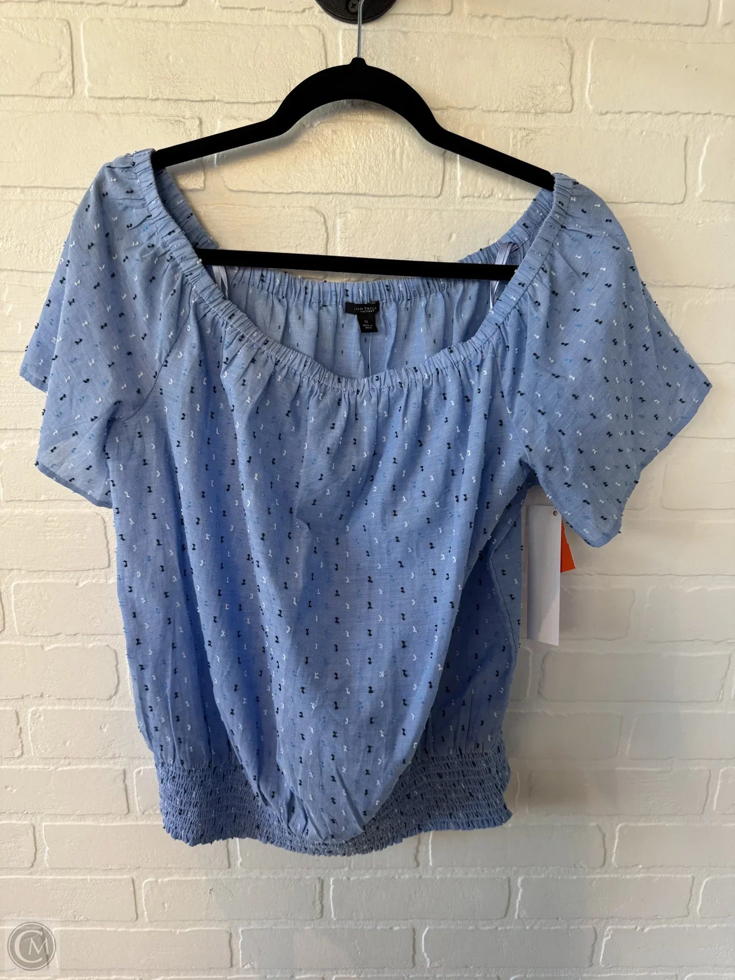 Top Short Sleeve By Ann Taylor In Blue, Size: Xl