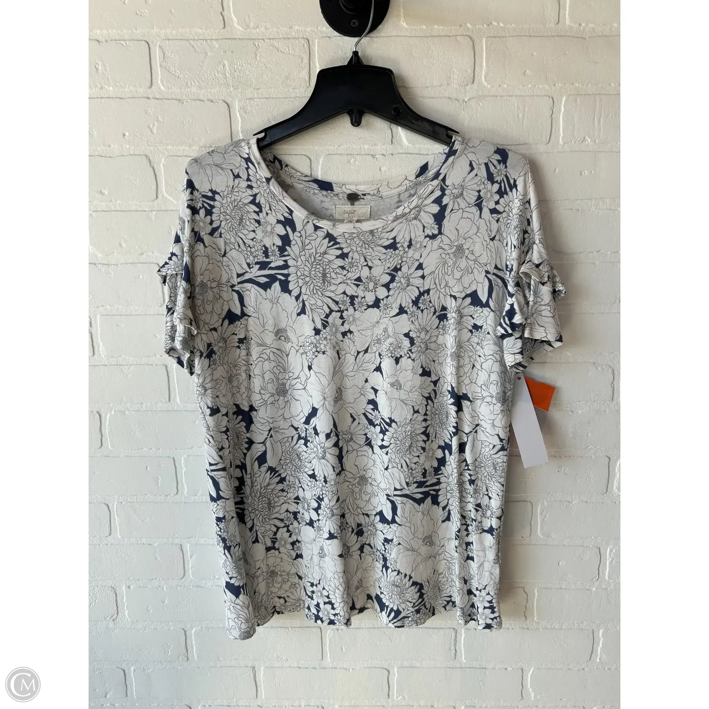 Top Short Sleeve By Cupio In Blue & White, Size: L