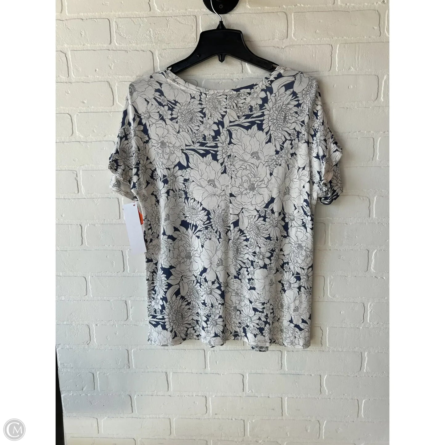 Top Short Sleeve By Cupio In Blue & White, Size: L