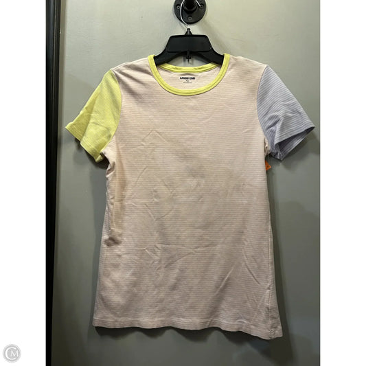 Top Short Sleeve Basic By Lands End In Pink & Yellow, Size: M