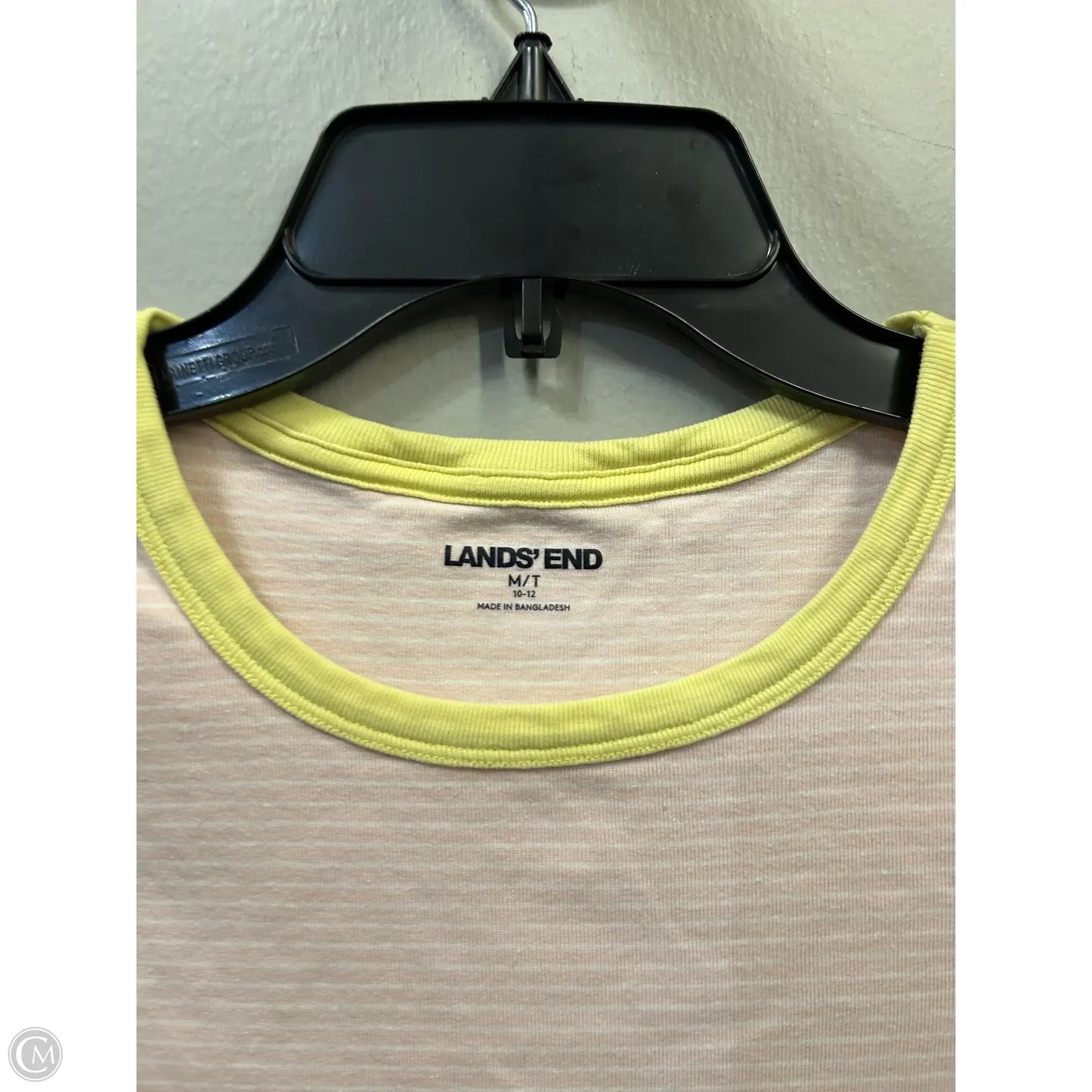 Top Short Sleeve Basic By Lands End In Pink & Yellow, Size: M