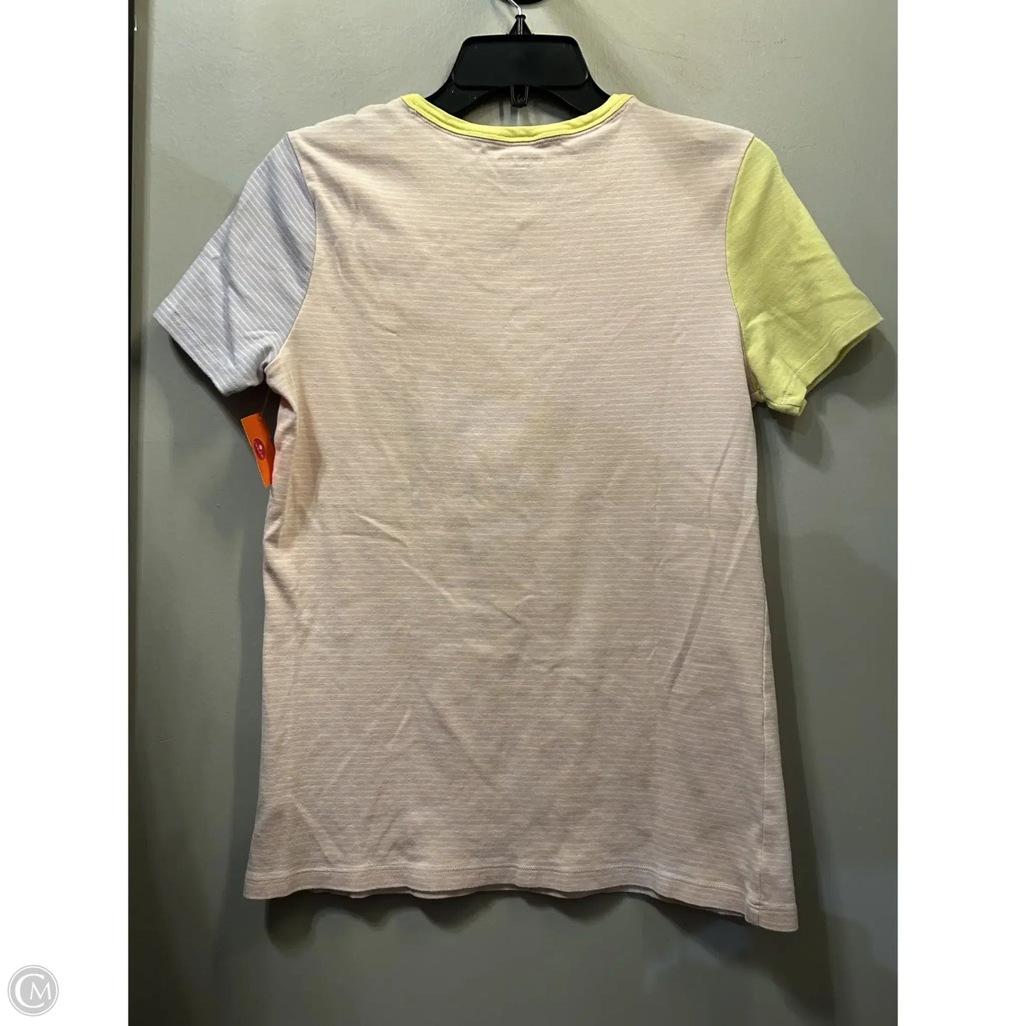 Top Short Sleeve Basic By Lands End In Pink & Yellow, Size: M