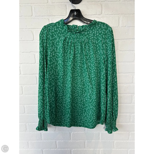 Top Long Sleeve By Adrianna Papell In Green & White, Size: L