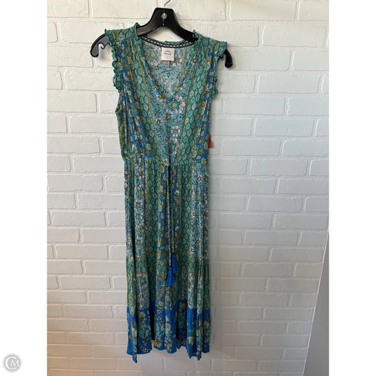 Dress Casual Midi By Knox Rose In Blue & Green, Size: Xs