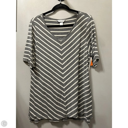 Top Short Sleeve Basic By Christopher And Banks In Grey & White, Size: Xl