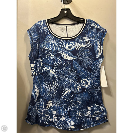 Athletic Top Short Sleeve By Talbots In Blue & White, Size: Mp