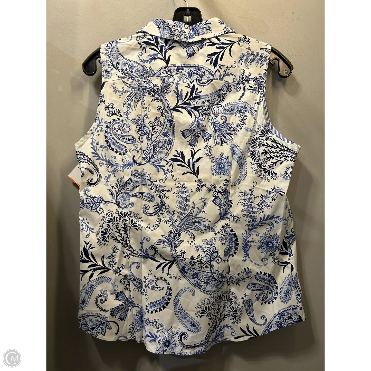 Top Sleeveless By Talbots In Blue & White, Size: Lp