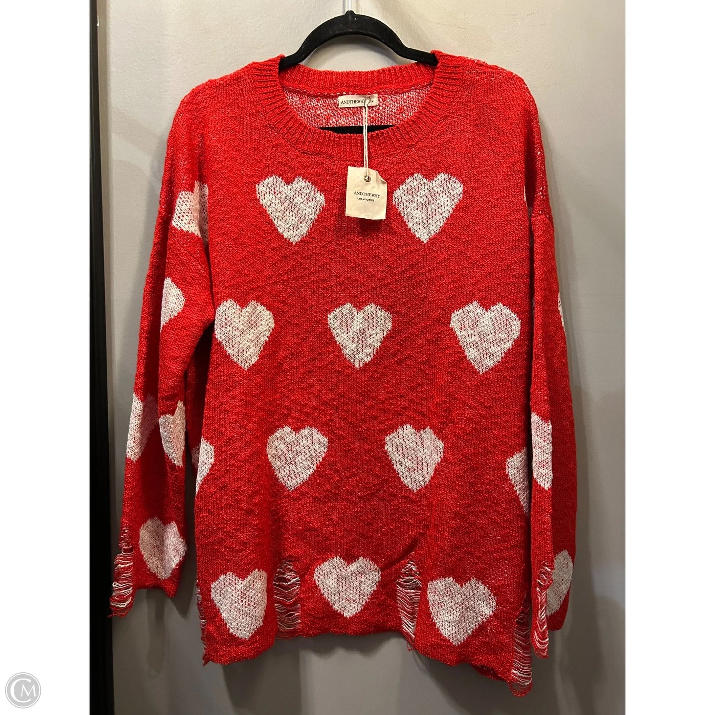 Sweater By andtheway In Red & White, Size: S