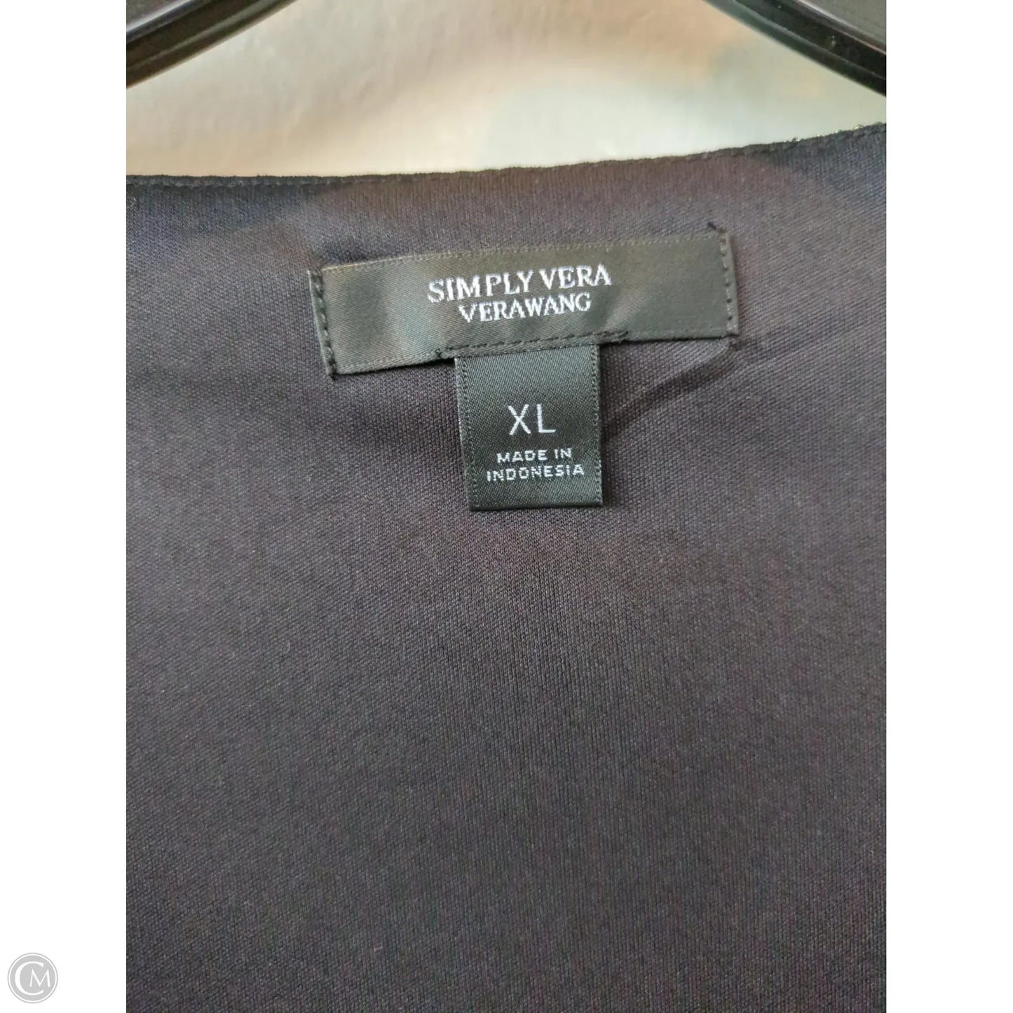 Top Long Sleeve By Simply Vera In Black & Gold, Size: Xl