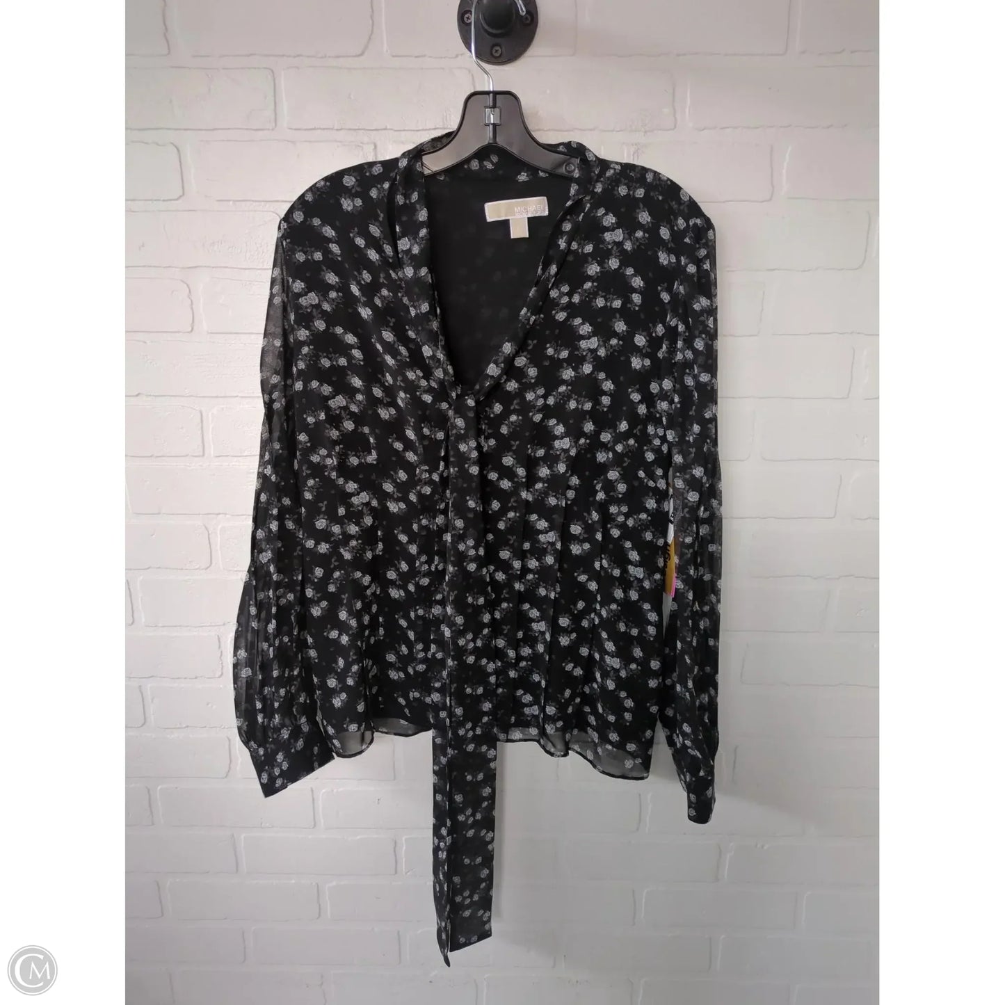 Top Long Sleeve By Michael By Michael Kors In Black & Grey, Size: L