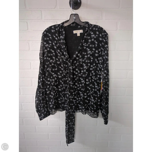 Top Long Sleeve By Michael By Michael Kors In Black & Grey, Size: L