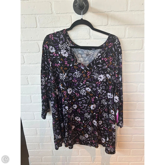 Top Long Sleeve By Lane Bryant In Black & Purple, Size: 4x