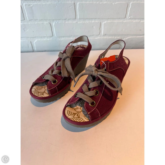 Sandals Heels Wedge By Fly London In Red, Size: 6.5