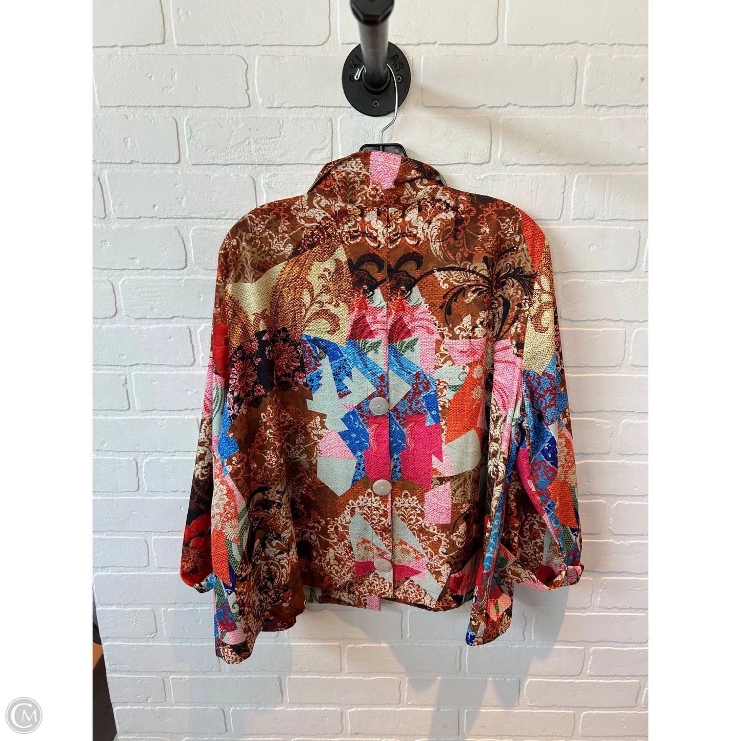 Top Long Sleeve By Ali Miles In Brown & Pink, Size: 1x