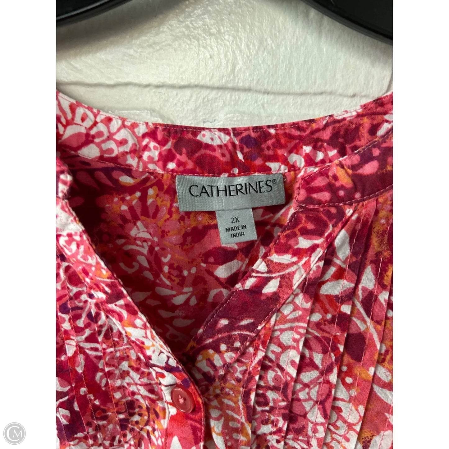 Top Long Sleeve By Catherines In Pink & White, Size: 2x