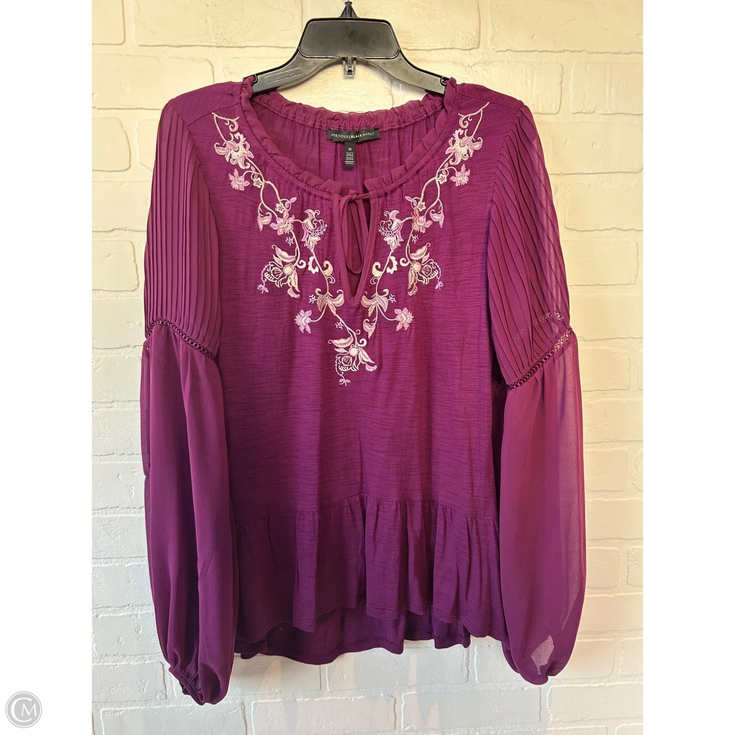 Top Long Sleeve By White House Black Market In Purple, Size: M