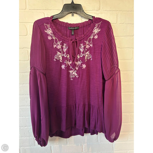 Top Long Sleeve By White House Black Market In Purple, Size: M