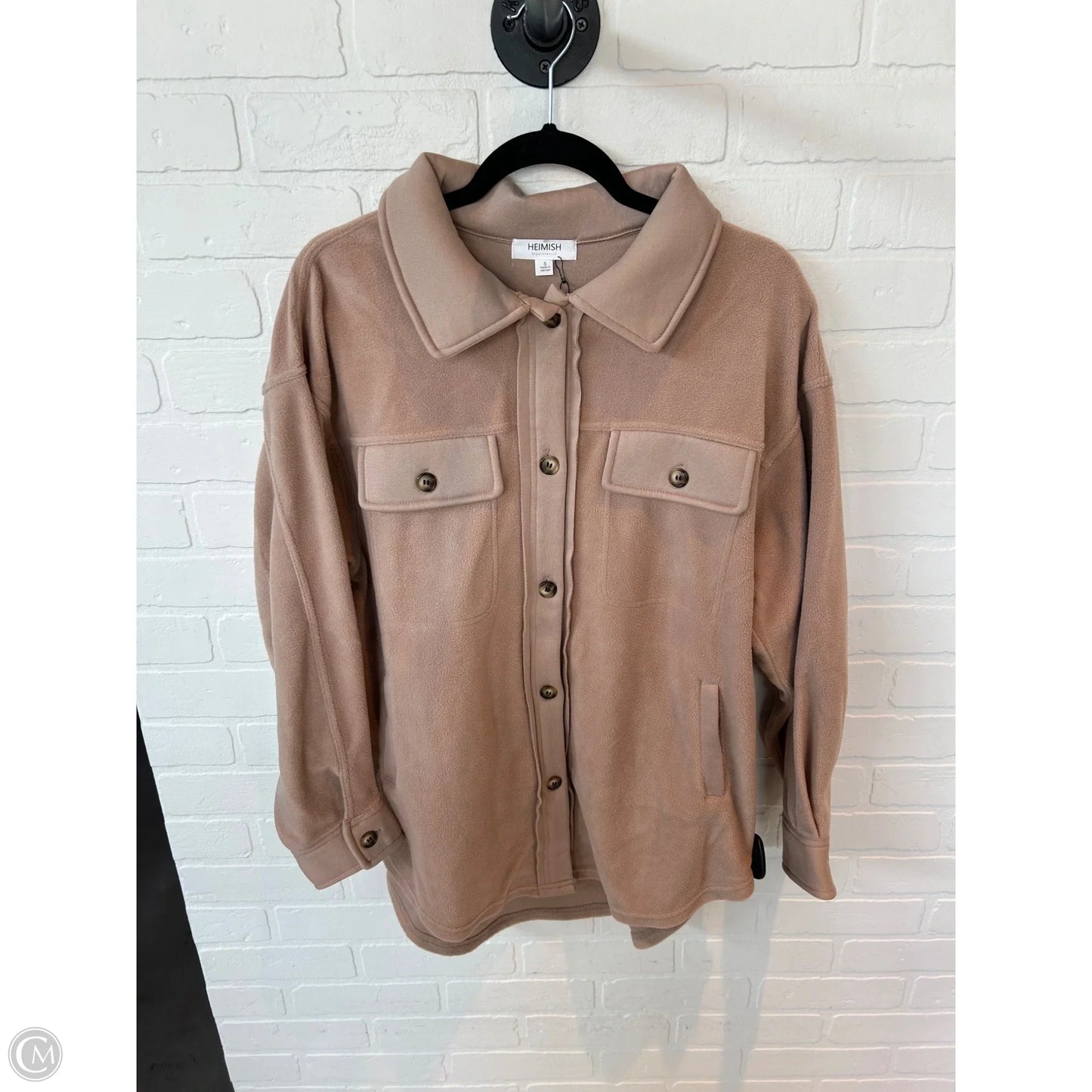 Jacket Shirt By Clothes Mentor In Tan, Size: S
