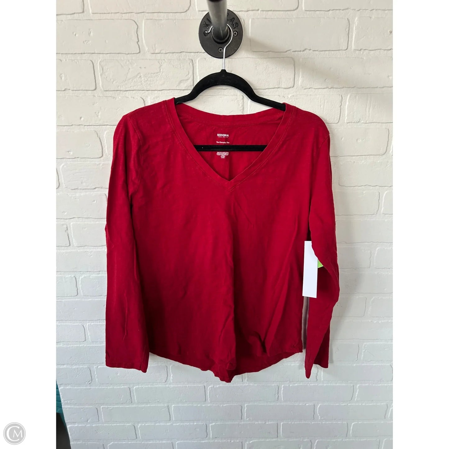 Top Long Sleeve Basic By Sonoma In Red, Size: L