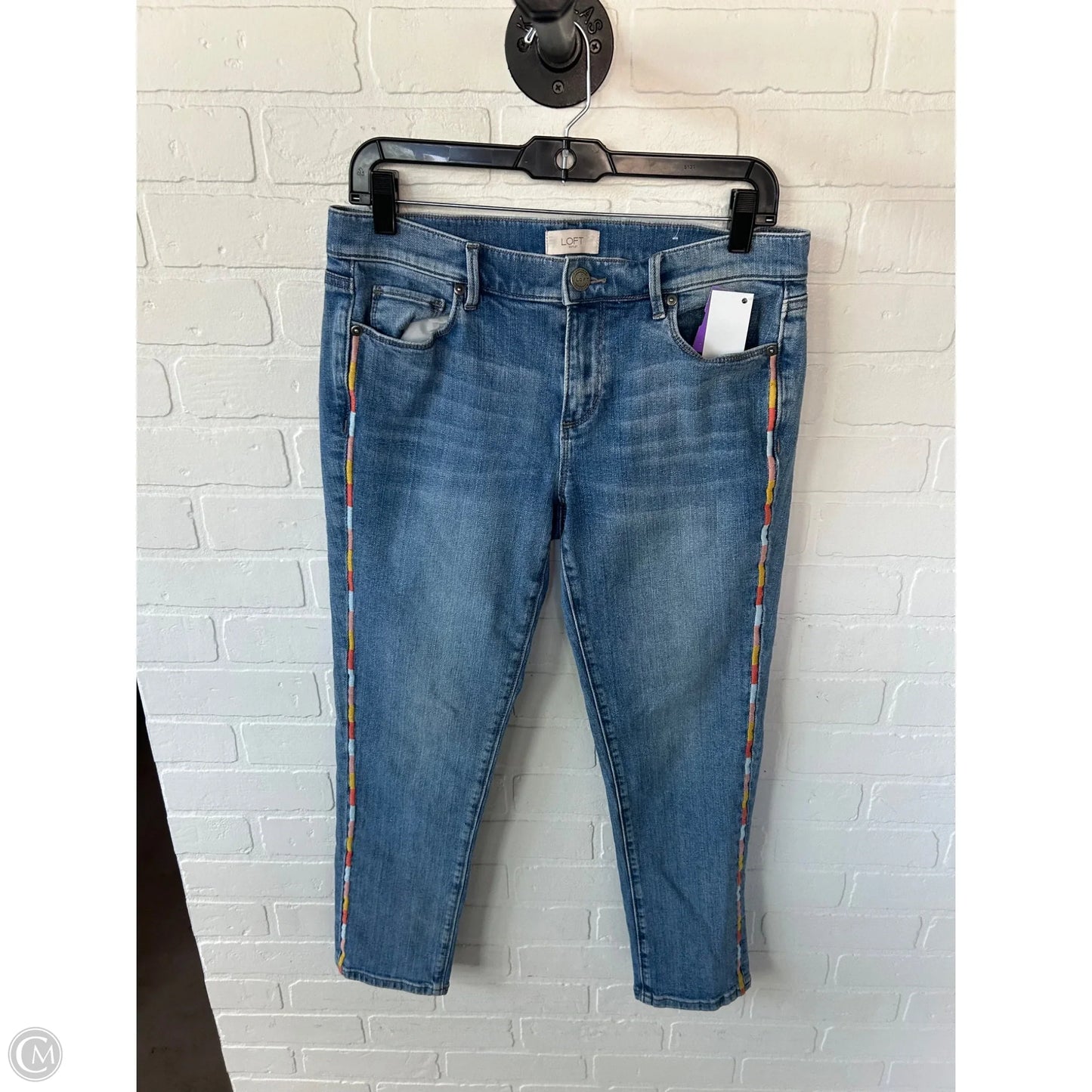 Jeans Cropped By Loft In Blue Denim, Size: 4