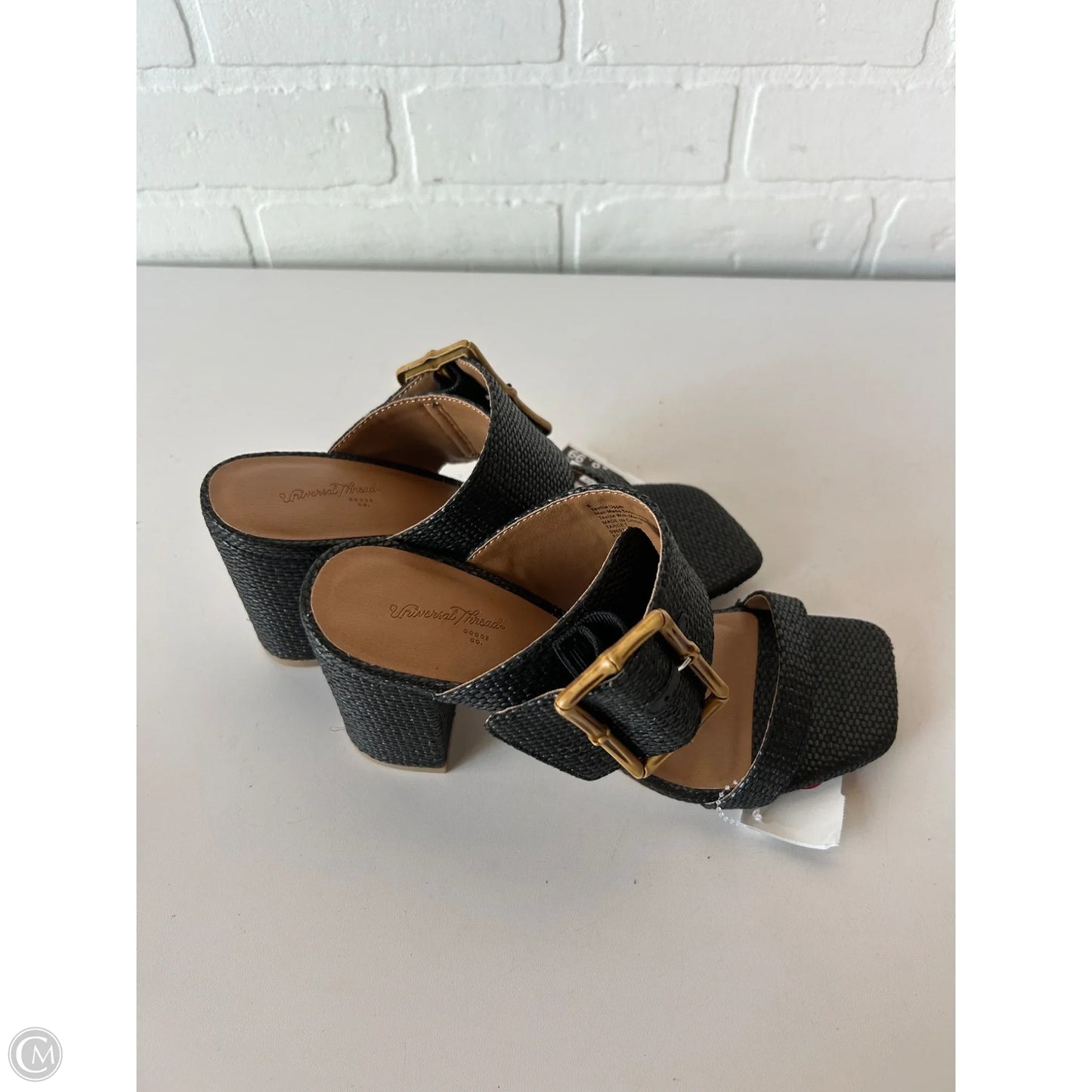 Sandals Heels Block By Universal Thread In Black, Size: 6
