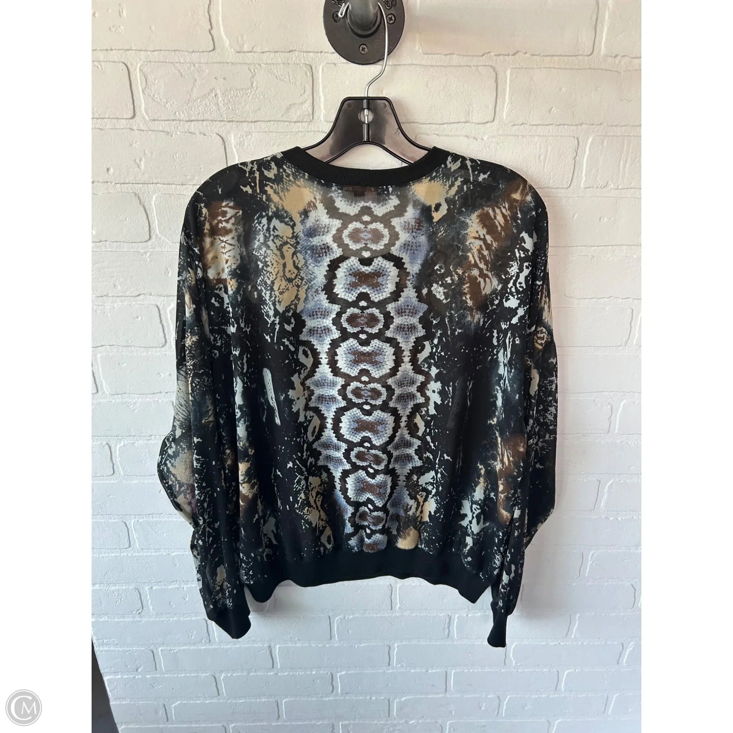 Top Long Sleeve By Cabi In Black & Blue, Size: L