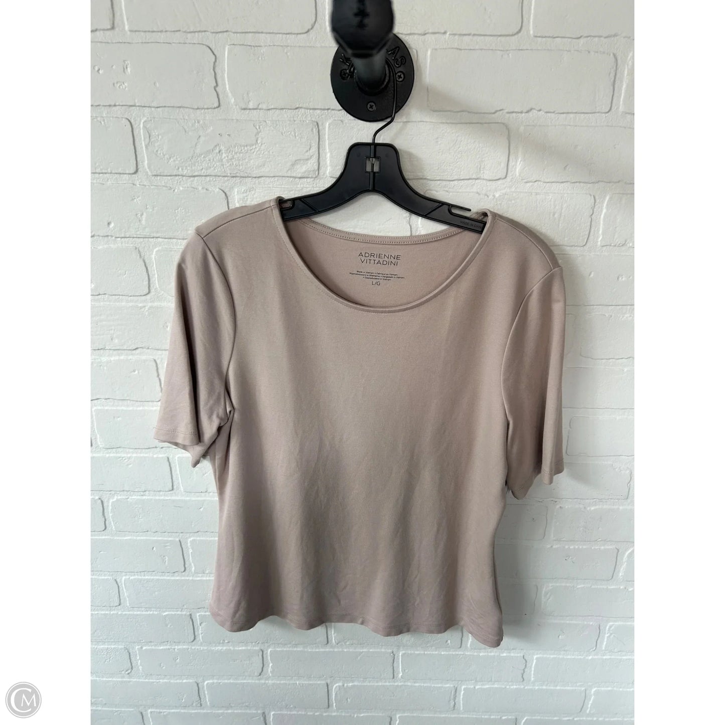 Top Short Sleeve Basic By Adrienne Vittadini In Tan, Size: L