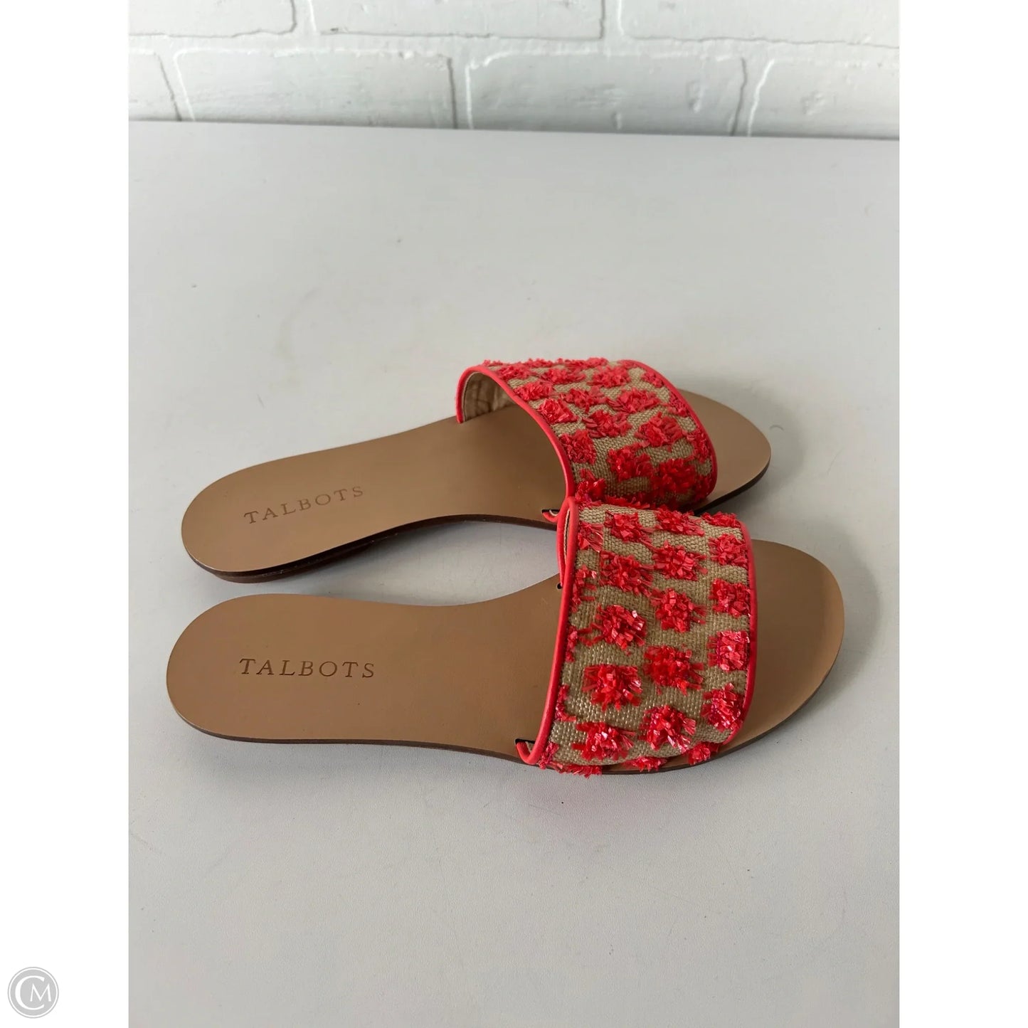 Sandals Flats By Talbots In Red & Tan, Size: 8