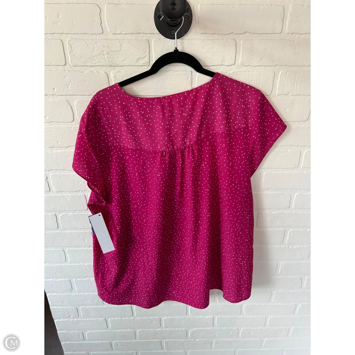 Top Short Sleeve By Croft And Barrow In Pink & White, Size: Xxl