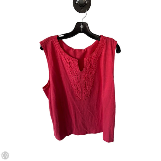 Top Sleeveless By Grace Elements In Pink, Size: Xxl