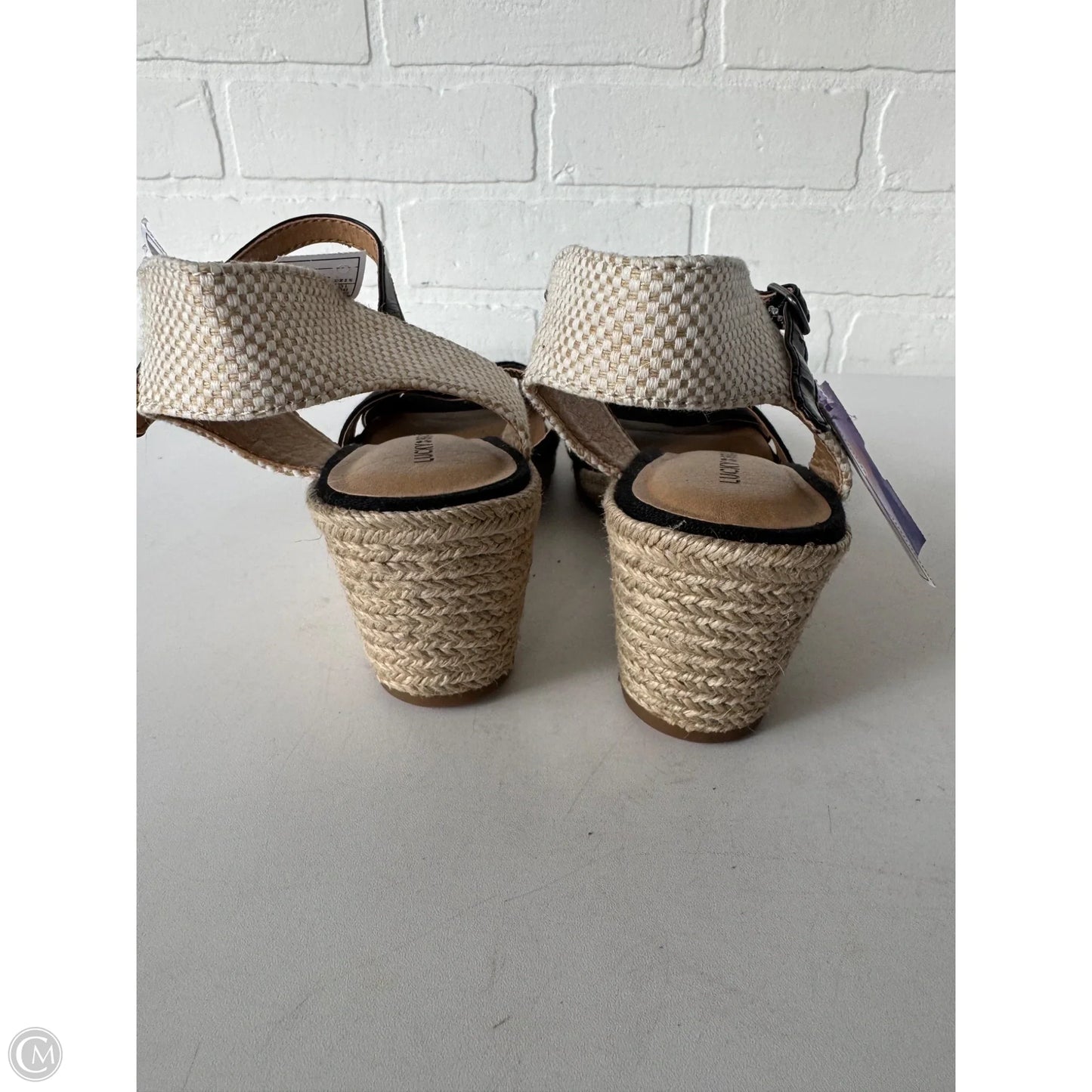 Sandals Heels Wedge By Lucky Brand In Black & Tan, Size: 10