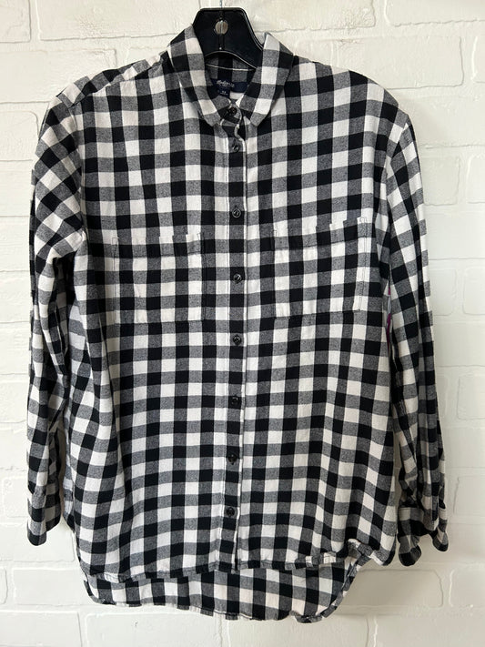 White Black Top Long Sleeve Madewell, Size Xs
