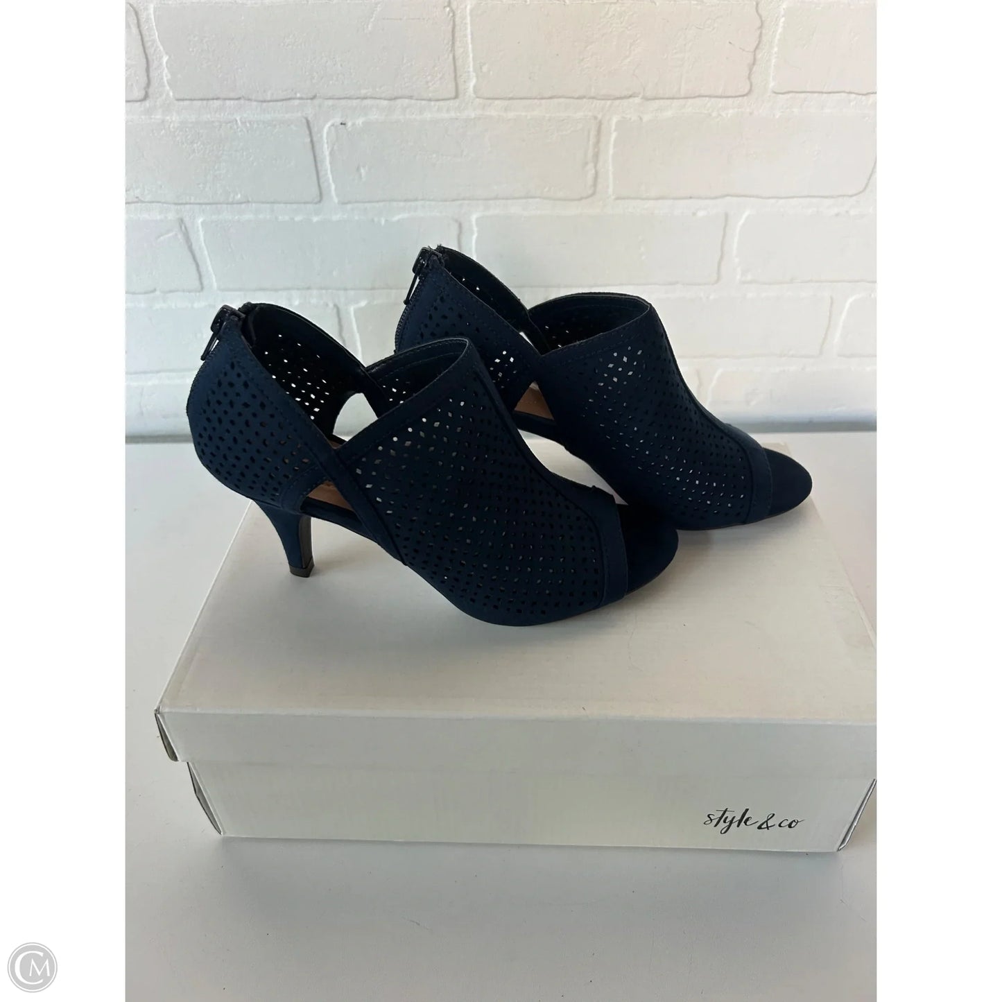 Sandals Heels Kitten By Style And Company In Blue, Size: 5.5