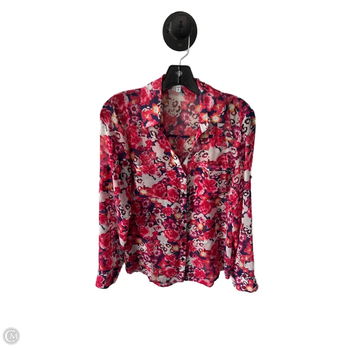 Top Long Sleeve By Express In Blue & Pink, Size: M