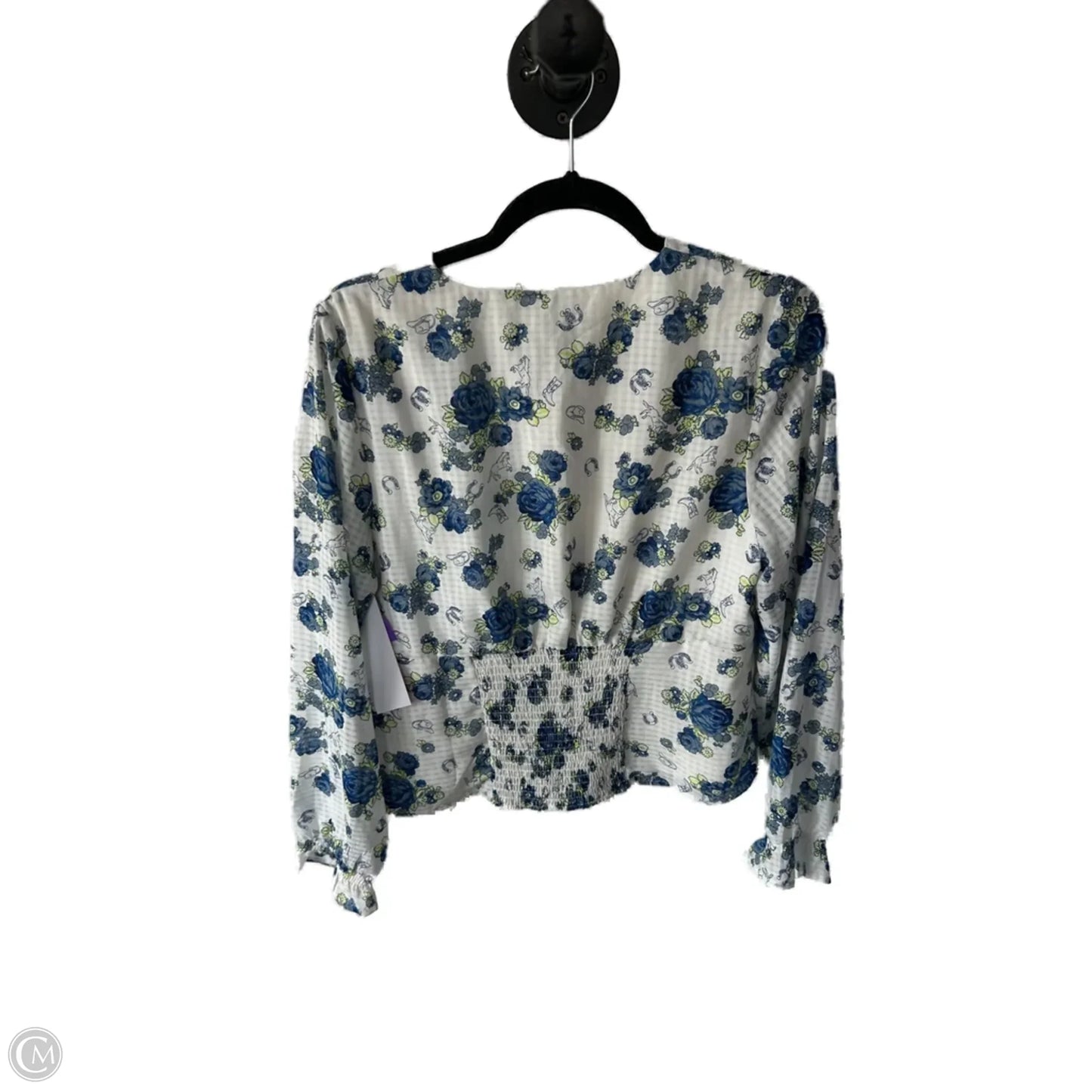 Top Long Sleeve By Modcloth In Blue & White, Size: L