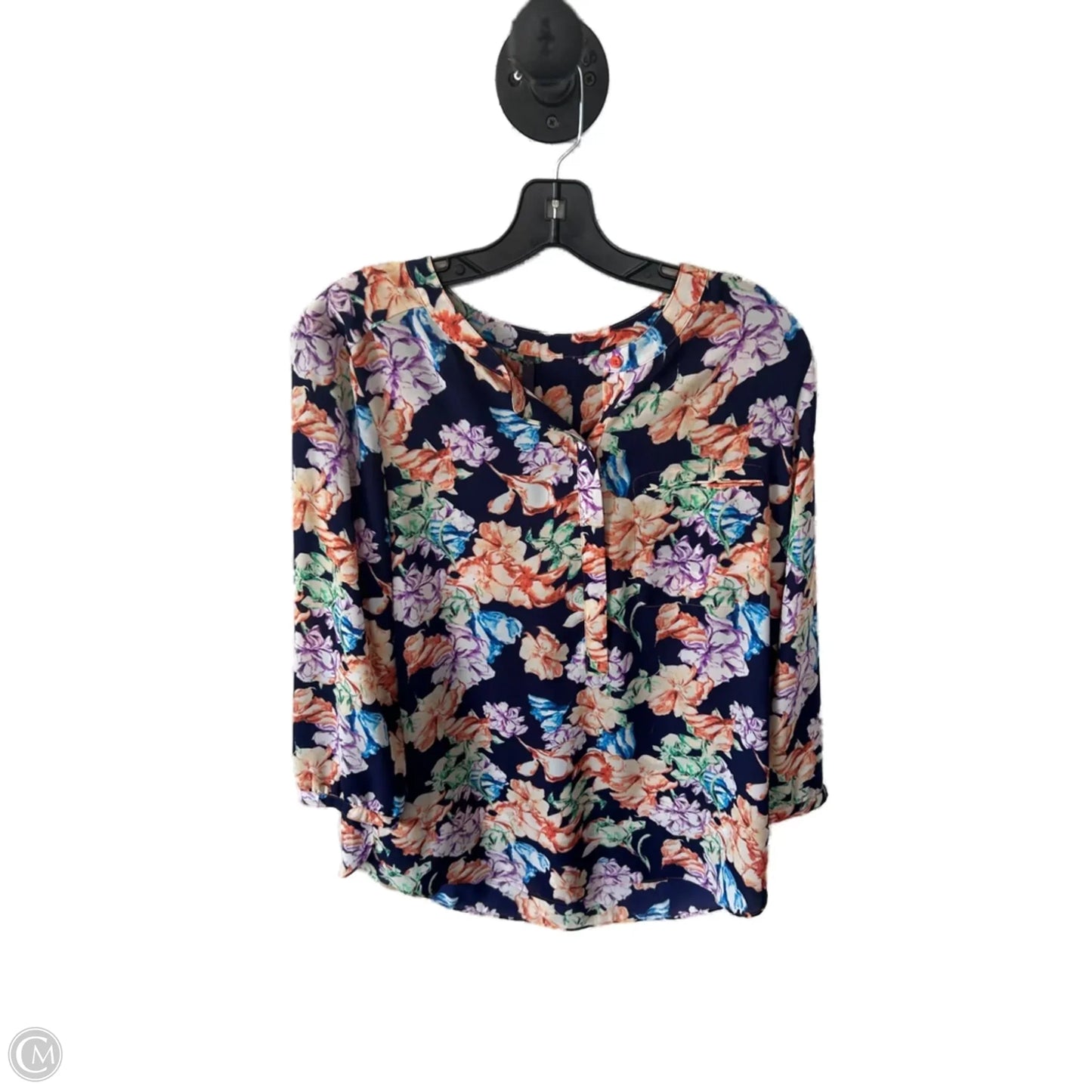 Top 3/4 Sleeve By Not Your Daughters Jeans In Blue & Orange, Size: S