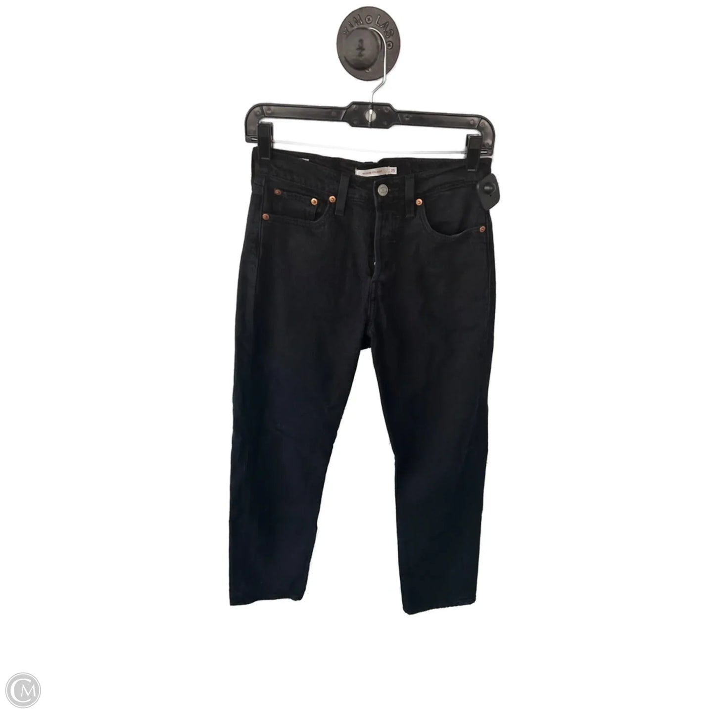 Jeans Straight By Levis In Black Denim, Size: 2