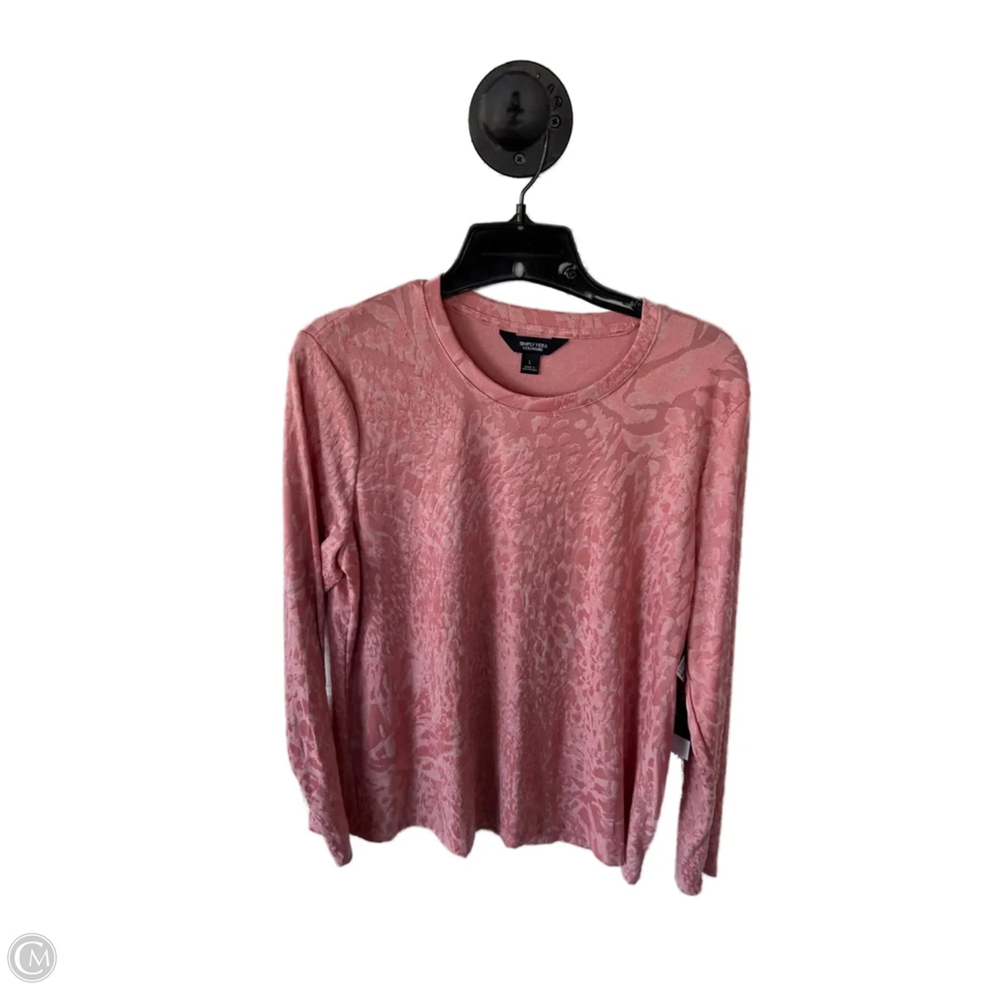 Top Long Sleeve By Simply Vera In Pink, Size: L