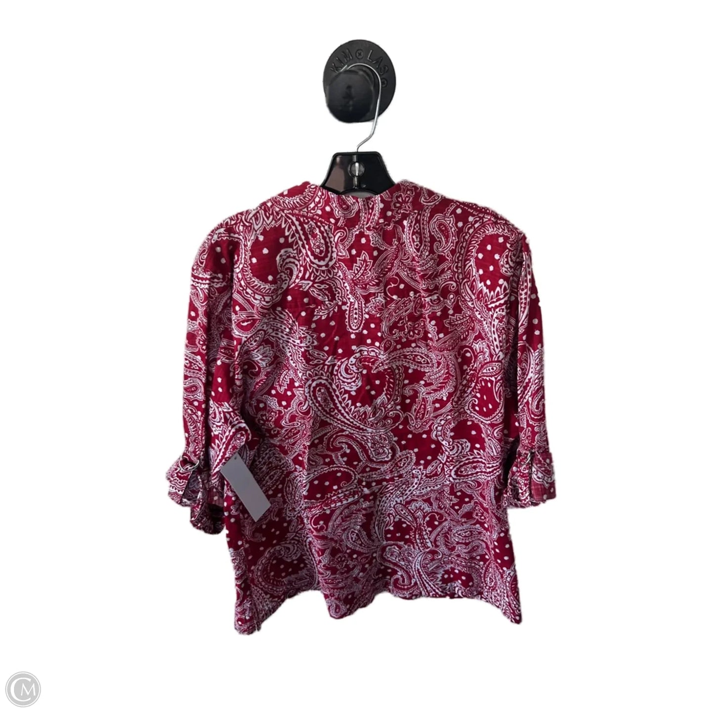 Top Short Sleeve By Karen Scott In Red & White, Size: Xl