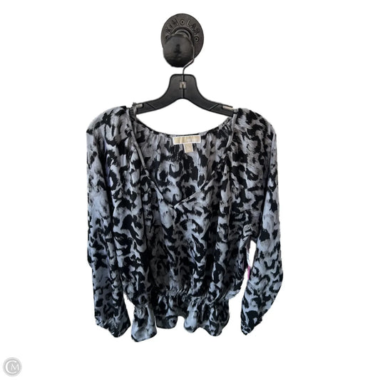 Top Long Sleeve By Michael By Michael Kors In Black & Grey, Size: Xl