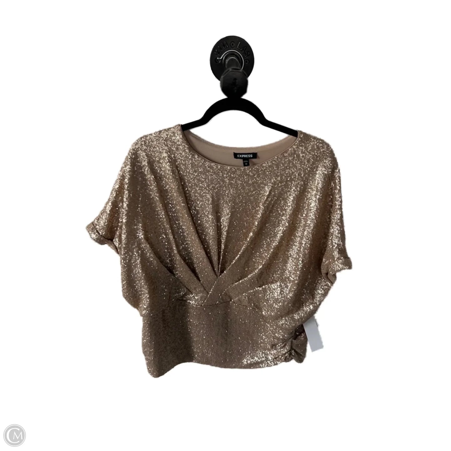 Top Short Sleeve By Express In Gold, Size: Xl