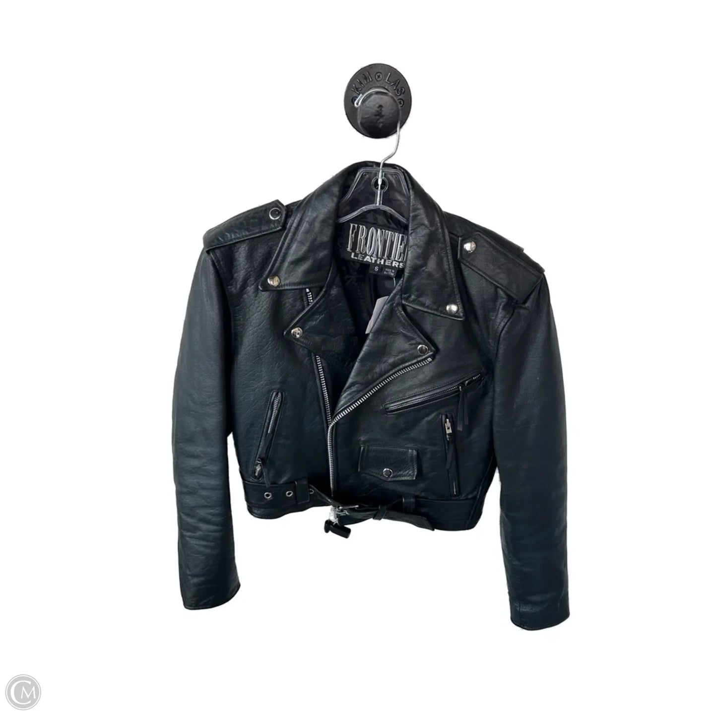 Jacket Moto Leather By Cmc In Blue, Size: S