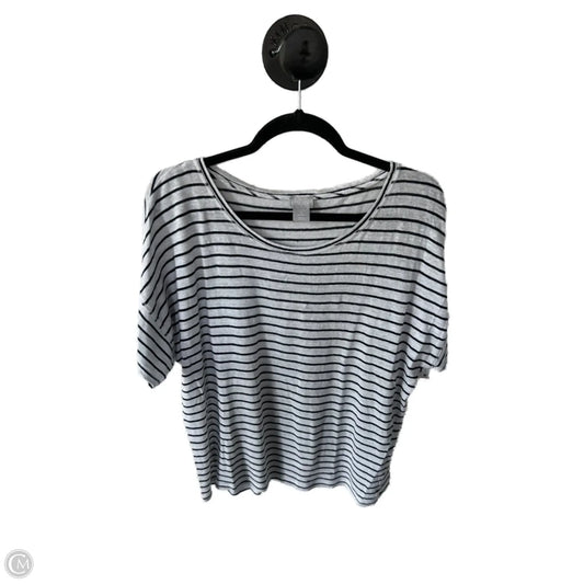 Top Short Sleeve By Chicos In Blue & White, Size: L