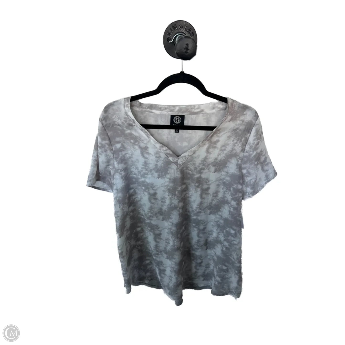 Top Short Sleeve By Bobeau In Grey & White, Size: M