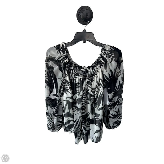 Top Long Sleeve By Inc In Black & Cream, Size: L