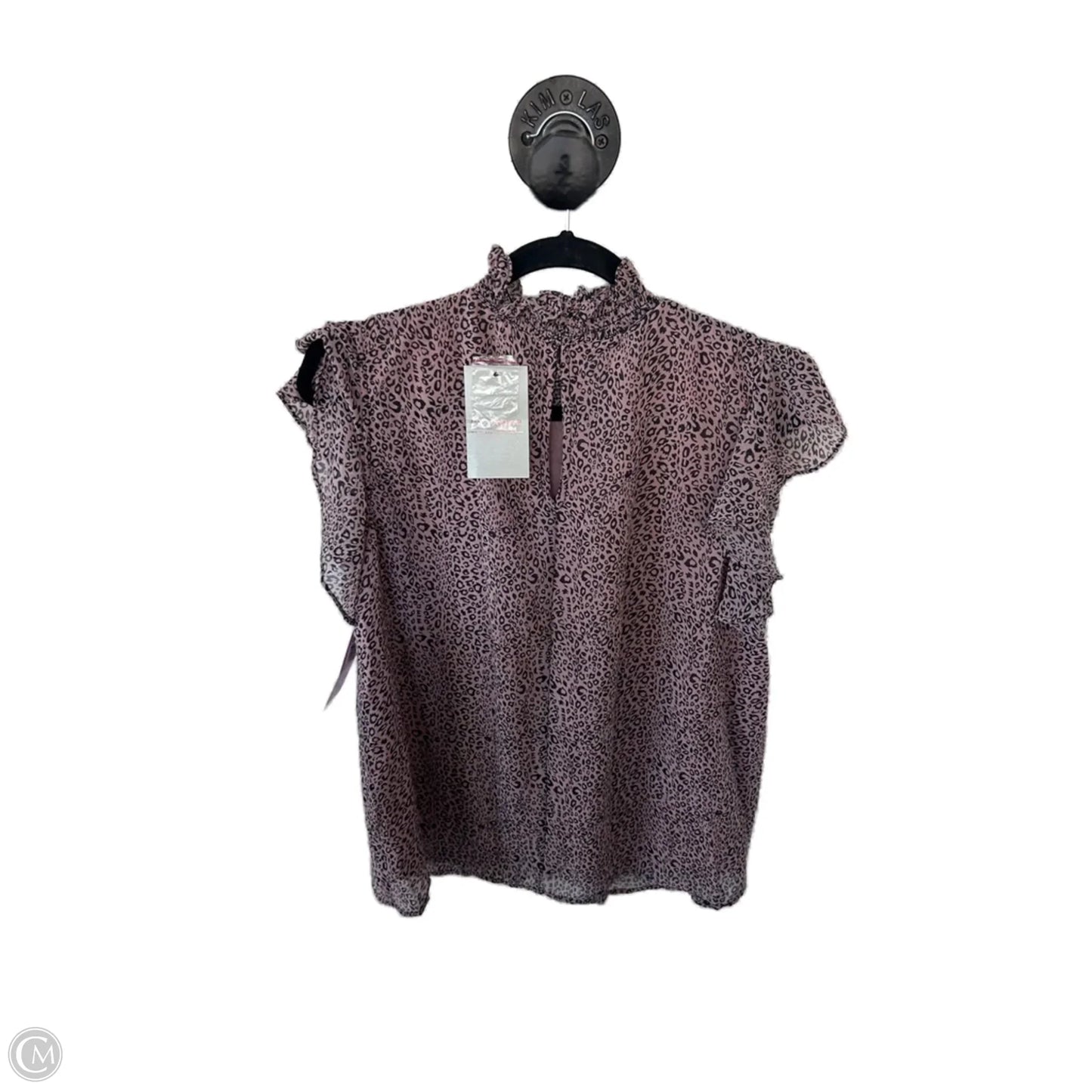 Top Short Sleeve By Ee Some In Black & Pink, Size: M