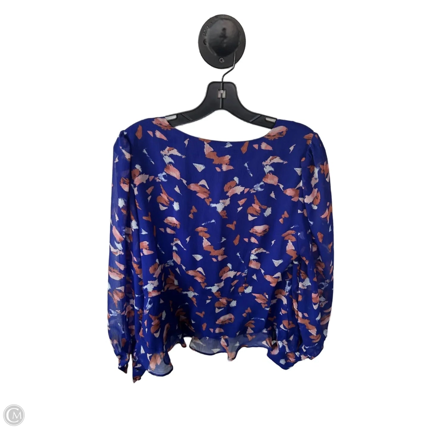 Top Long Sleeve By Nine West In Blue & Brown, Size: M