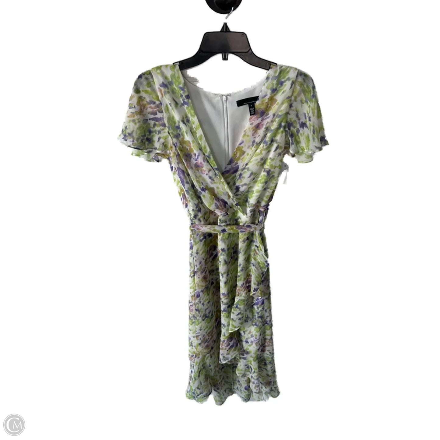 Dress Casual Midi By White House Black Market In Green & Purple, Size: Xs