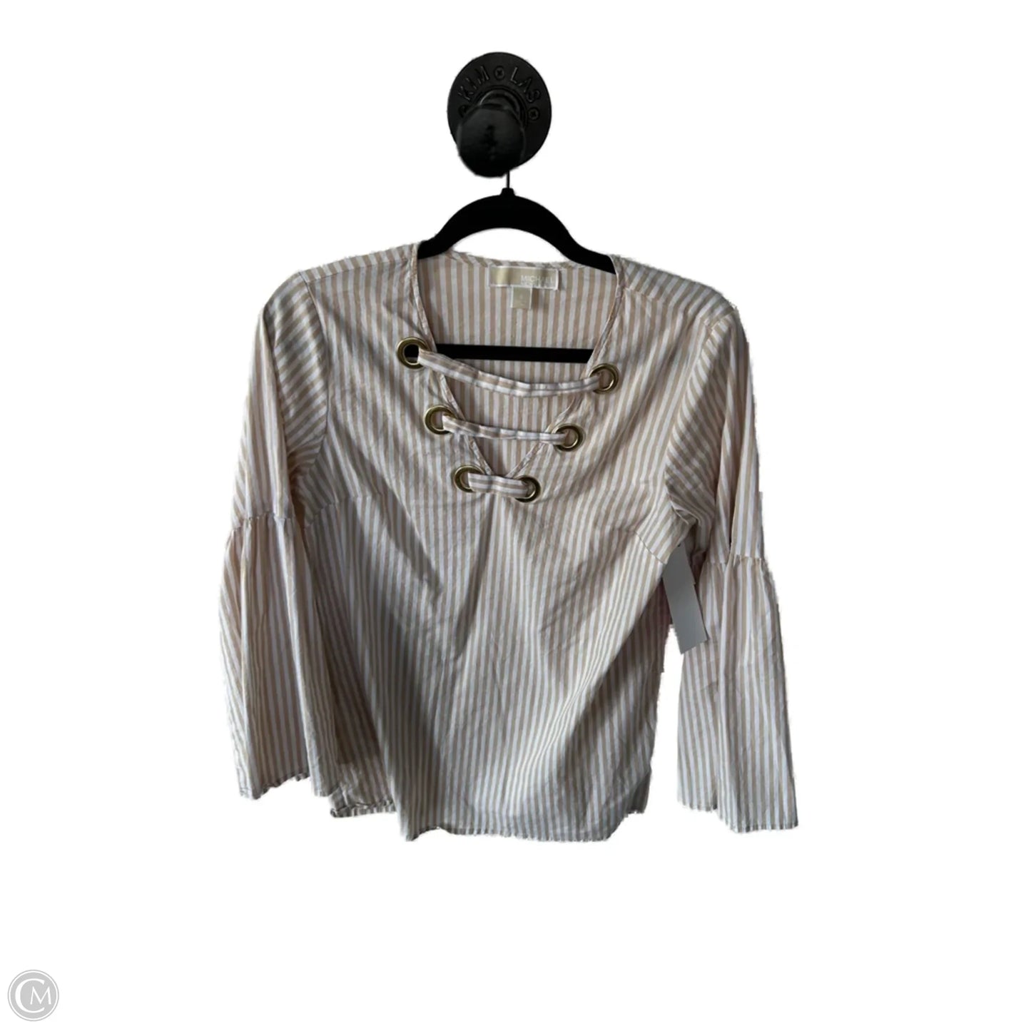 Top Long Sleeve By Michael By Michael Kors In Tan & White, Size: S