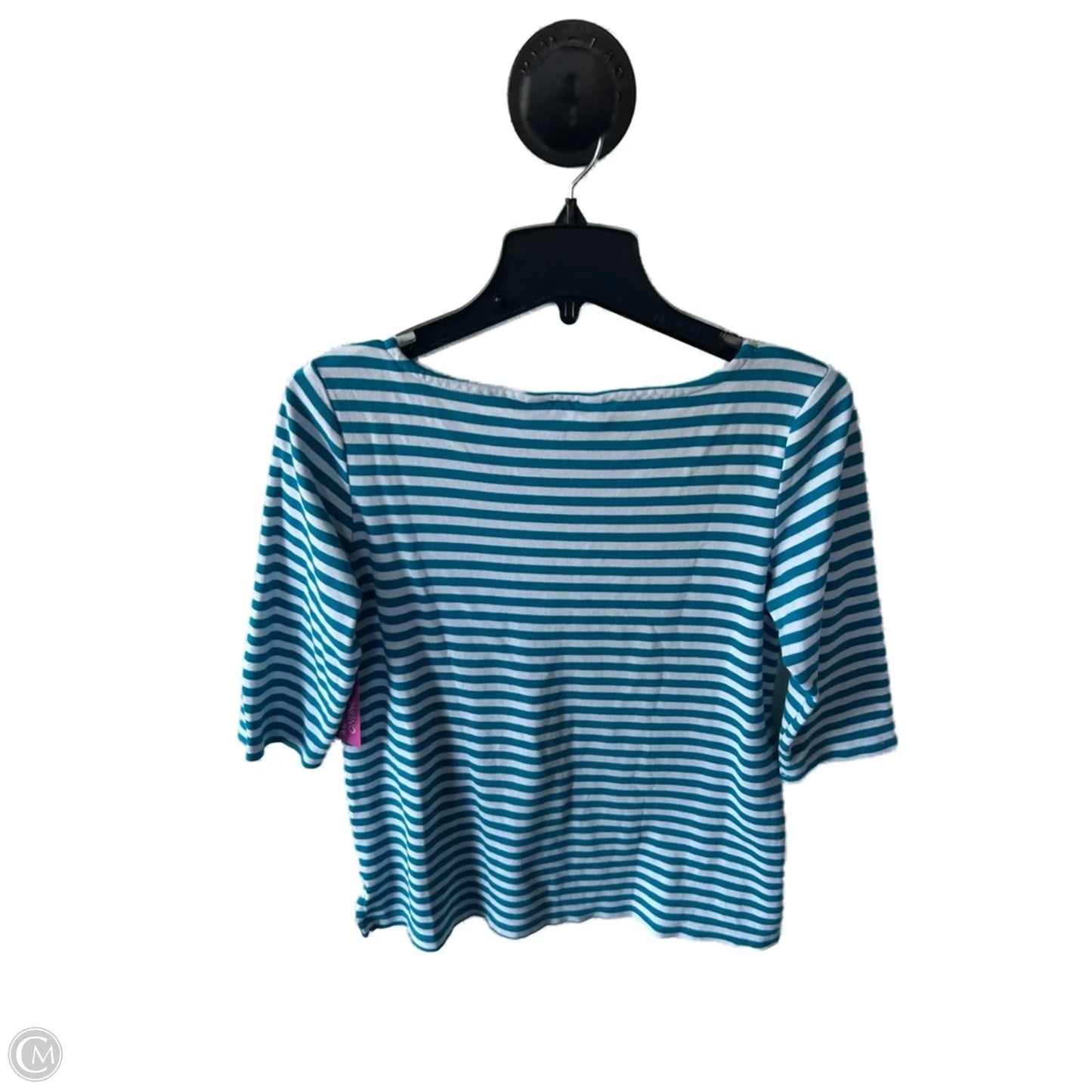 Top 3/4 Sleeve Basic By Lands End In Blue & White, Size: M